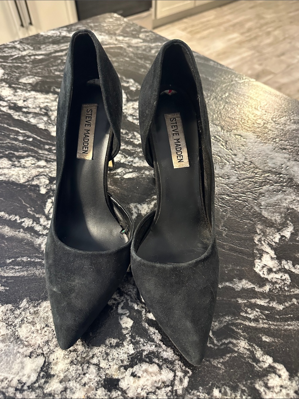 Steve Madden Black Suede Pointed D'Orsay Pumps